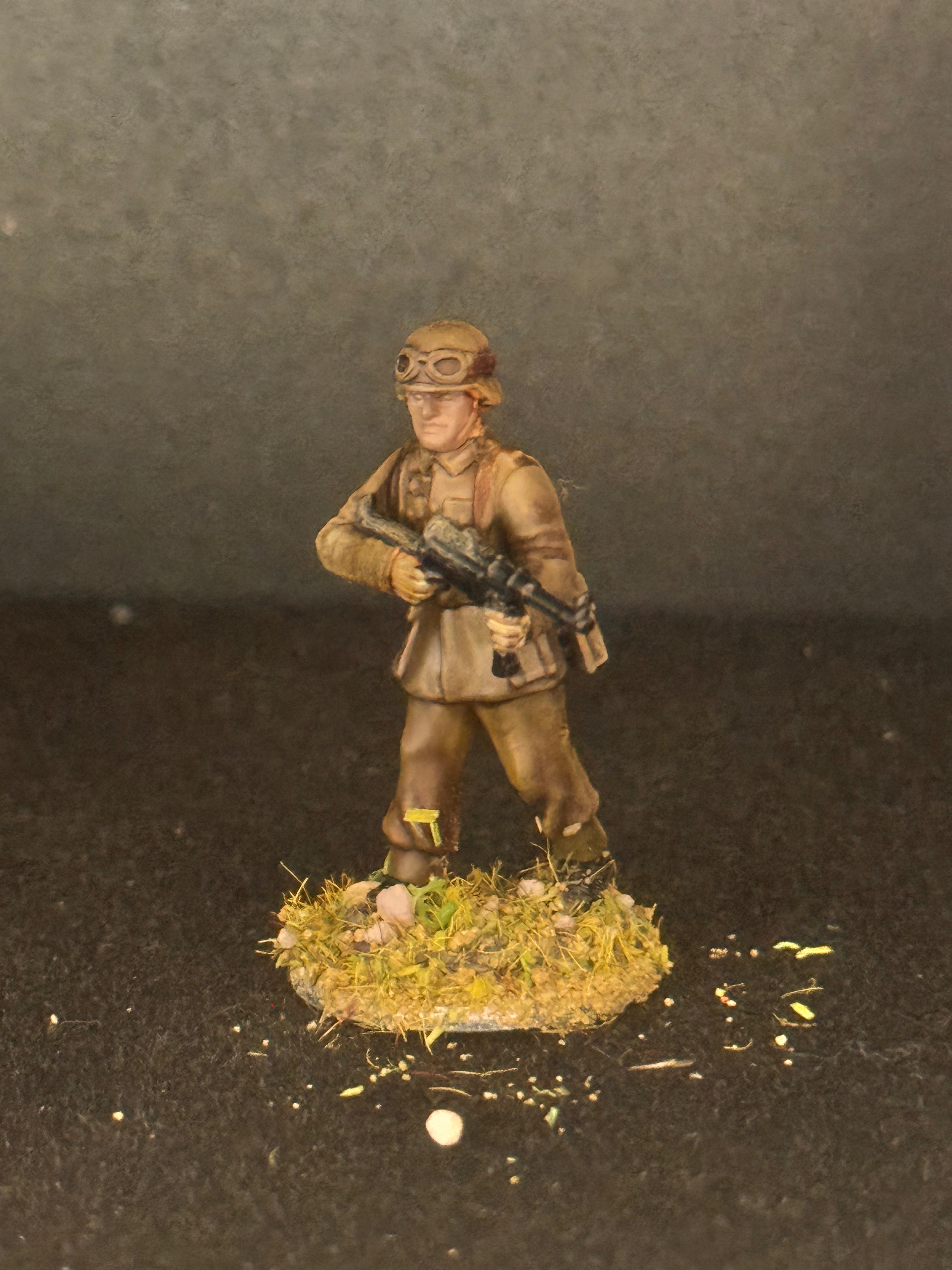 WWII German Infantryman with SMG — Hand-Painted 28 mm